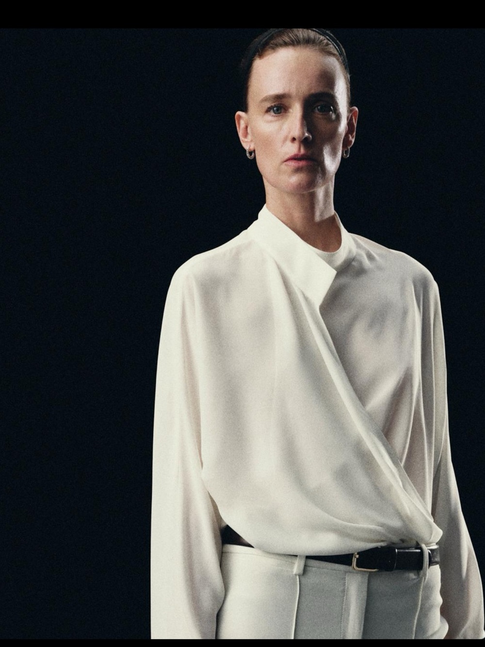 NWT Zara Ivory Draped Wrap Shirt